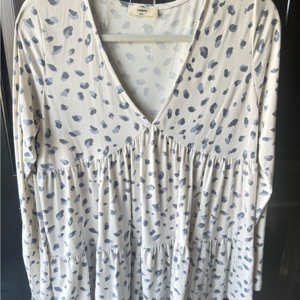 Cream and Gray Polka Dot Shirt